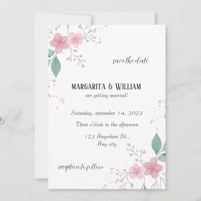Convite Elegante casamento aviso com antecedência (Frente)