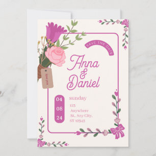 Convite Elegante casamento aviso com antecedência