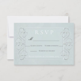 Convite Elegante Casamento Azul Claro  Opções de Menu para