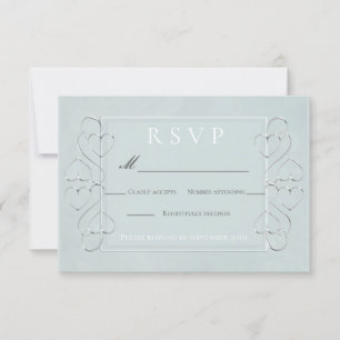 Convite Elegante Casamento Azul Claro Opções de Menu para