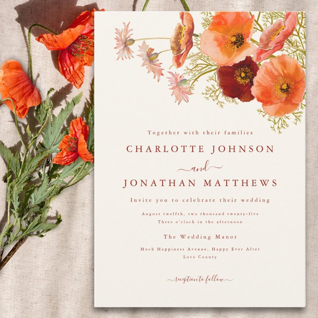 Convite Elegante Casamento Boho Floral de Outono (Elegant boho wildflower wedding invitation )
