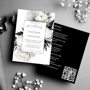 Convite Elegante casamento boho preto e branco tudo em um