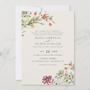 Convite Elegante Casamento Botânico de Prado de Flores Sil