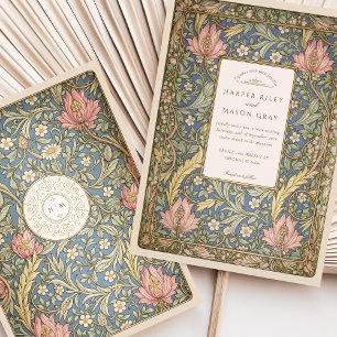 Convite Elegante Casamento Botânico Vintage William Morris
