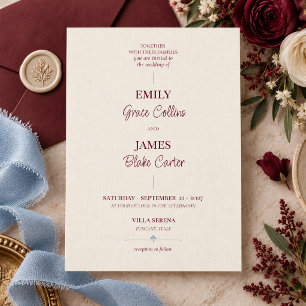 Convite Elegante Casamento Burgundy Merlot Azul Pó Azul