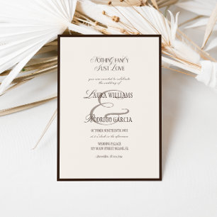 Convite Elegante Casamento Castanho E Bege Dinheiro Antigo