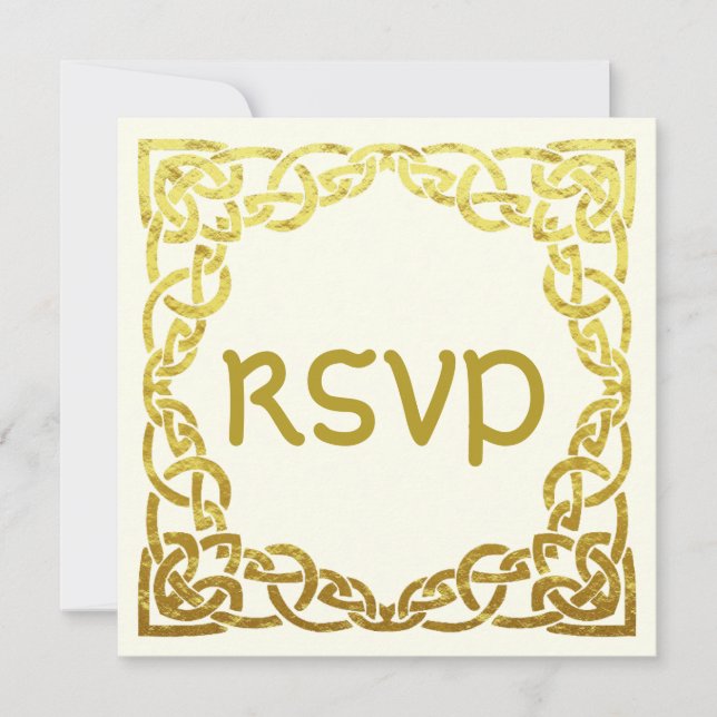Convite Elegante Casamento Céltico Falso Nó Céltico RSVP D (Frente)