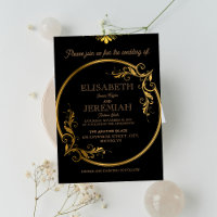 elegante casamento clássico de ouro negro luxuoso