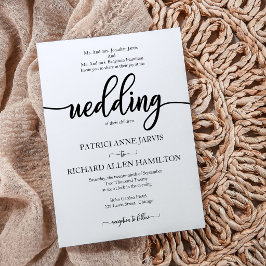 Convite Elegante Casamento Clássico Preto e Branco