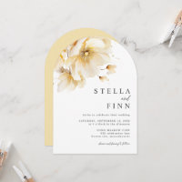 Elegante Casamento Código QR Flores Branco Amarelo