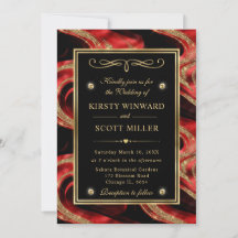Elegante Casamento com Brilho Dourado e Vermelho D