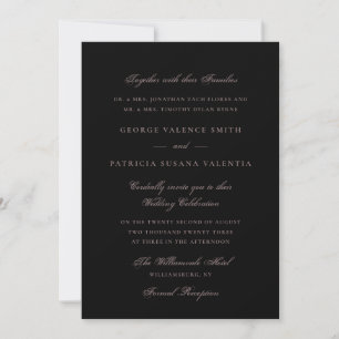 Convite Elegante Casamento com Dramático Cinza Preto Scrip