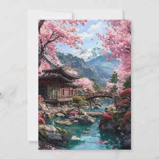 Convite Elegante Casamento com Flor de Cerejeira Japonesa 