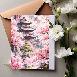 Convite Elegante Casamento com Flor de Cerejeira Japonesa