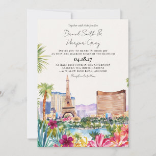Convite Elegante Casamento com Paisagem Urbana de Las Vega