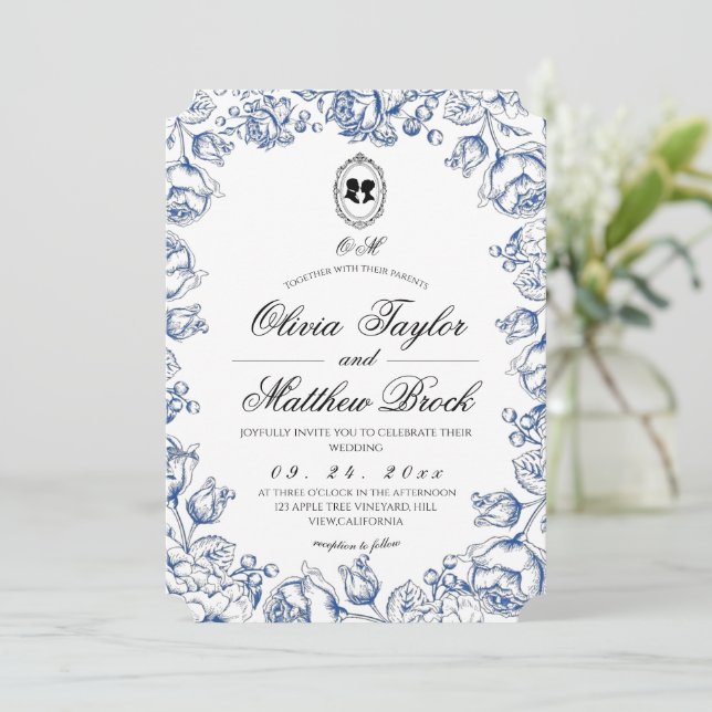 Convite Elegante Casamento da Era Regência (Em pé/Frente)