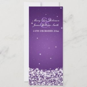 Convite Elegante Casamento de Estrela Sparkle Purple