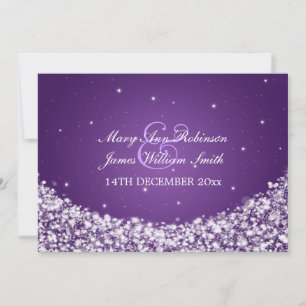Convite Elegante Casamento de Estrela Sparkle Purple