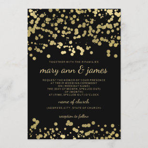 Convite Elegante Casamento De Folha De Ouro Olha Confetti
