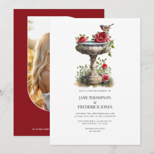 Convite Elegante Casamento de Jardim com Foto e Código QR