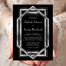 Elegante Casamento Deco Preto Prata Vintage Anos 1