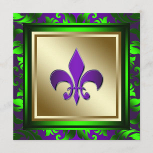 Convite Elegante Casamento Fleur de Lis de Mardi Gras