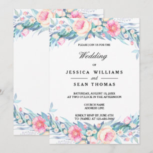 Convite Elegante Casamento Floral Aquarela