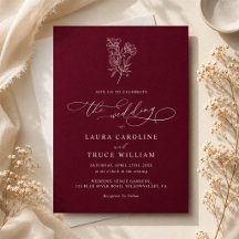 Elegante Casamento Floral Botânico Borgonha