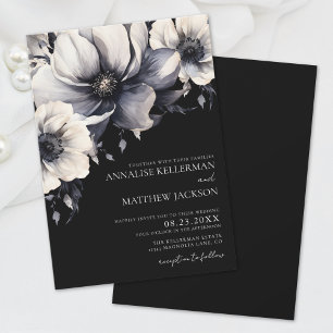 Convite Elegante Casamento Floral Branco Moderno