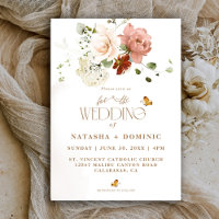 Elegante Casamento Floral de Aguarela Boho Flor de