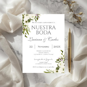 Convite Elegante casamento floral em espanhol