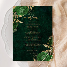 Convite Elegante Casamento Floral Esmeralda Dourado