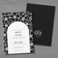 Elegante Casamento Floral Preto e Branco Moderno