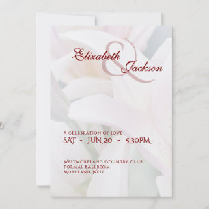 Convite Elegante Casamento Floral Romântico Soft Lily Scri
