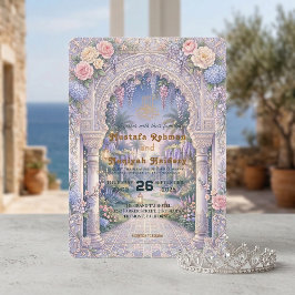 Convite Elegante Casamento Islâmico Floral