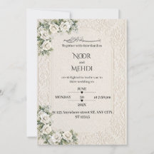 Elegante Casamento Muçulmano Floral em Marfim