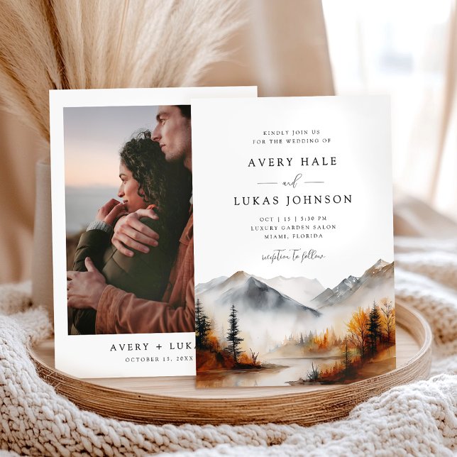 Convite Elegante Casamento outono Boho (Criador carregado)