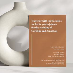 Convite Elegante Casamento outono moderno Terracotta Brown