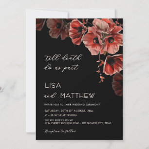 Convite Elegante Casamento Preto e Vermelho Gótico