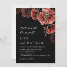 Elegante Casamento Preto e Vermelho Gótico