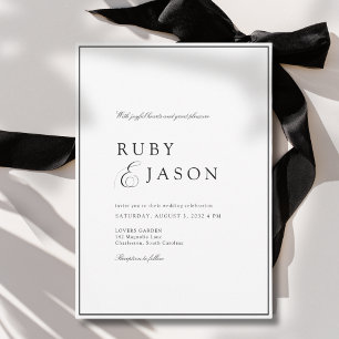 Convite Elegante Casamento Real Branco e Preto
