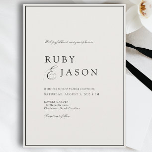 Convite Elegante Casamento Real Marfim e Preto