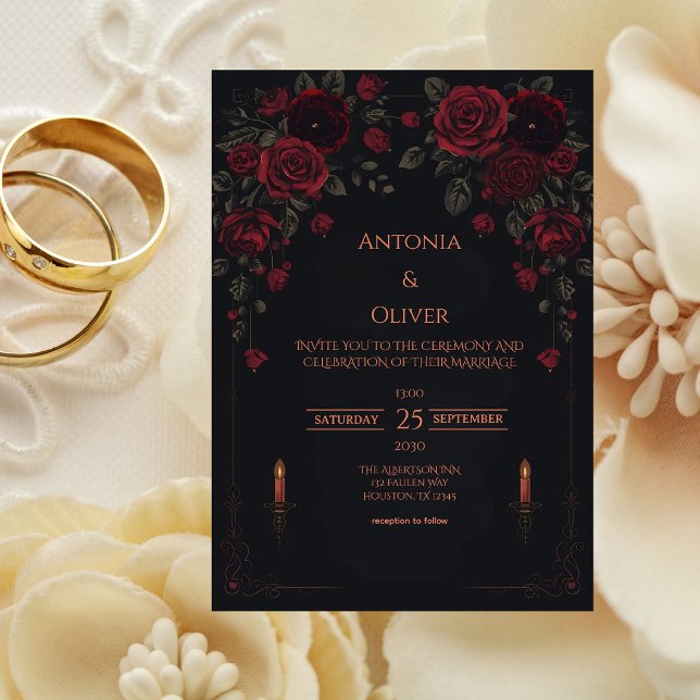 Convite Elegante Casamento Romântico Vitoriano Gótico (Criador carregado)