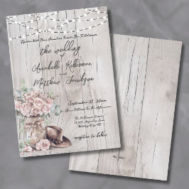 Convite Elegante Casamento Rústico de Madeira no Estilo We