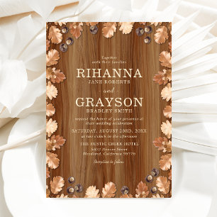 Convite Elegante Casamento Rústico de Outono no Outono