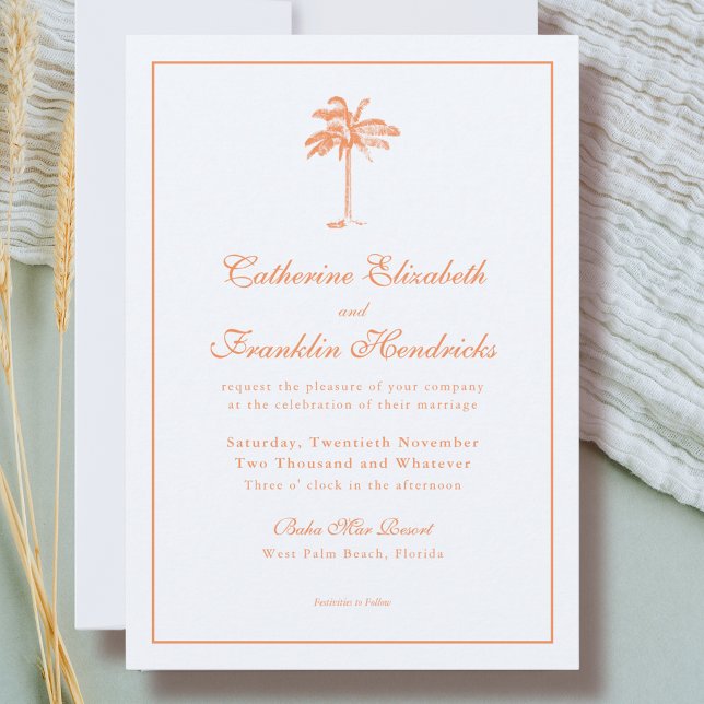 Convite Elegante Casamento Tropical Boho de Palmeira (Criador carregado)
