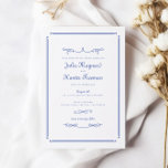 Convite Elegante Casamento vintage azul francês chic<br><div class="desc">Convite para Casamento vintage Azul Elegante Chic French</div>