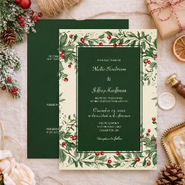Convite Elegante Casamento Vintage com Azevinho