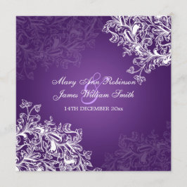 Convite Elegante Casamento Vintage Roxo