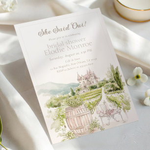 Convite Elegante Castelo Provençal Francês Casamento Count